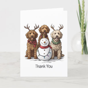 Thank You Christmas Goldendoodle Dogs Card