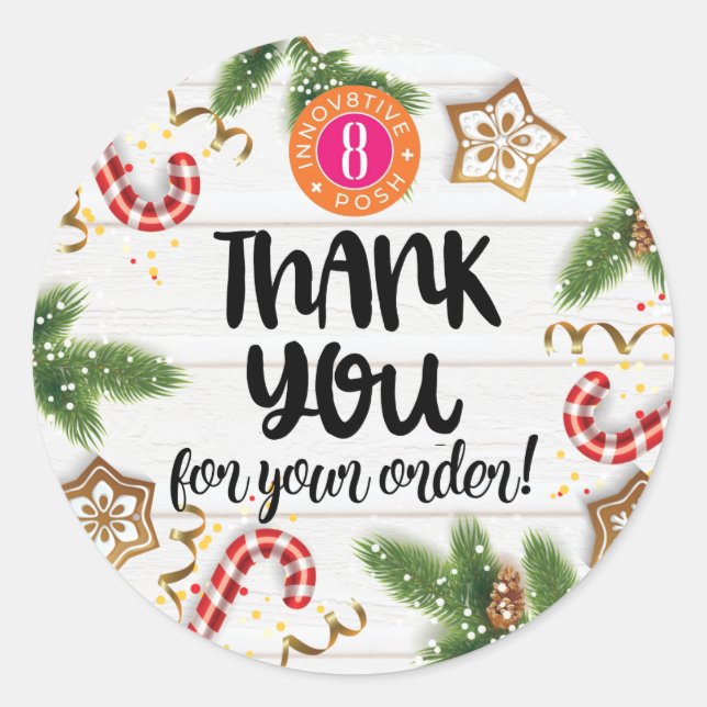 Thank you Christmas innov8tive + Posh Classic Round Sticker (Front)