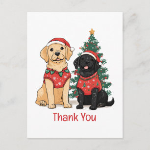 Thank You Christmas Labrador Retriever Dogs Postcard