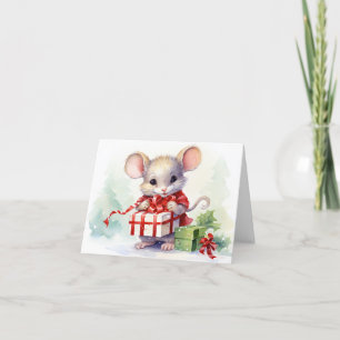 Thank You Christmas Mouse On White Card