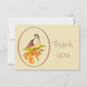 Thank You Christmas Partridge in a Pear Tree Bird Card
