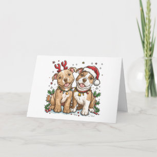 Thank You Christmas Pit Bull Dogs Card