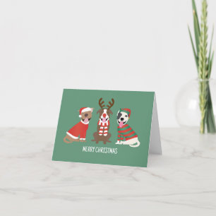 Thank You Christmas Pit Bull Dogs Card