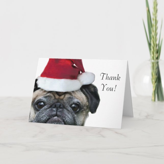 Thank You Christmas pug greeting card (Front)