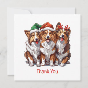 Thank You Christmas Shetland Sheepdogs Card