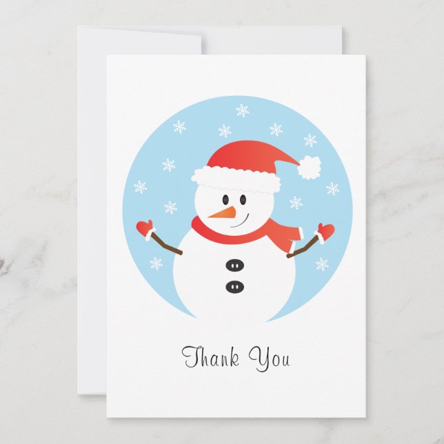 Thank You Christmas Snowman Snowflakes Red (Front)