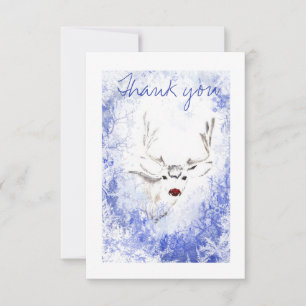 Thank You Christmas Winter Reindeer Fun Nature Card