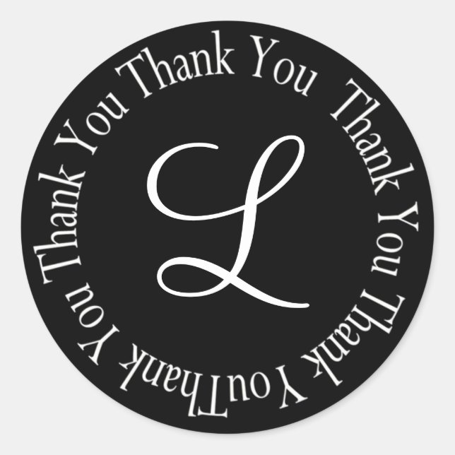 Thank You Circle Letter "L" - Customised Classic Round Sticker (Front)