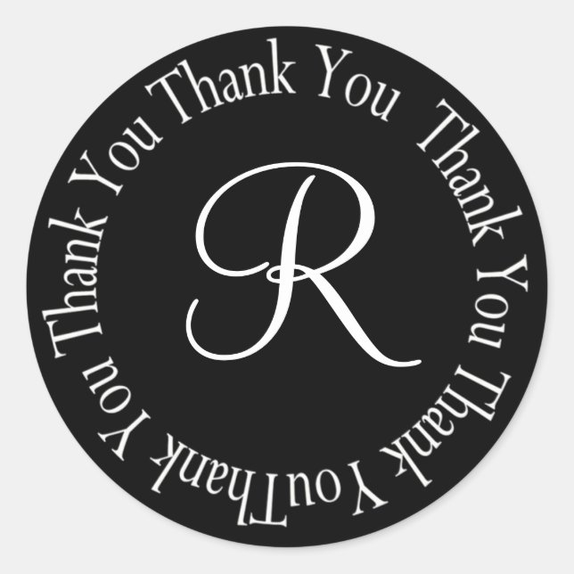 Thank You Circle Letter "R" Classic Round Sticker (Front)