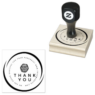 Thank You Circular Boutique Business Logo Rubber Stamp
