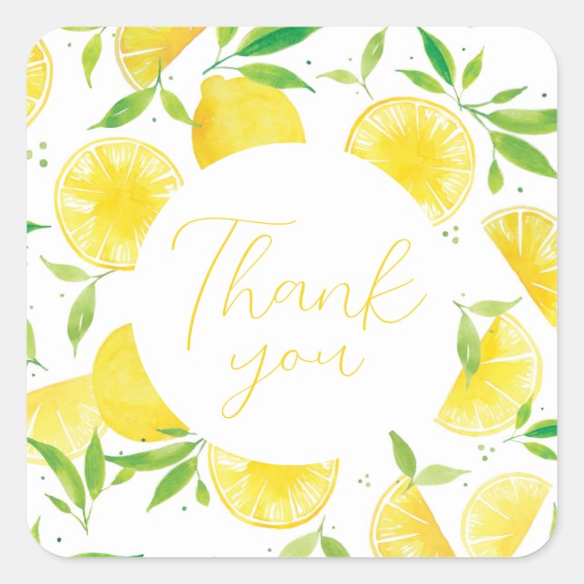 Thank You Citrus Lemon Baby Shower Sticker (Front)