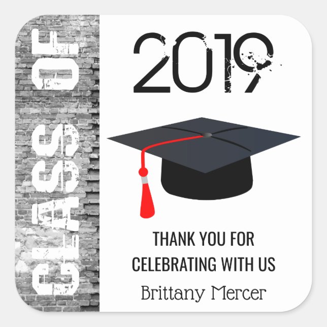 Thank You  Class of 20XX Square Sticker (Front)