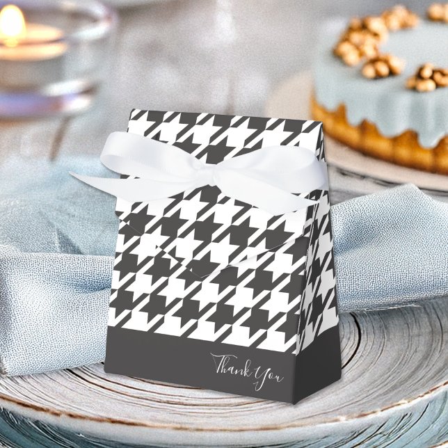 Thank You Classic Modern Black White Houndstooth Favour Box (Creator Uploaded)