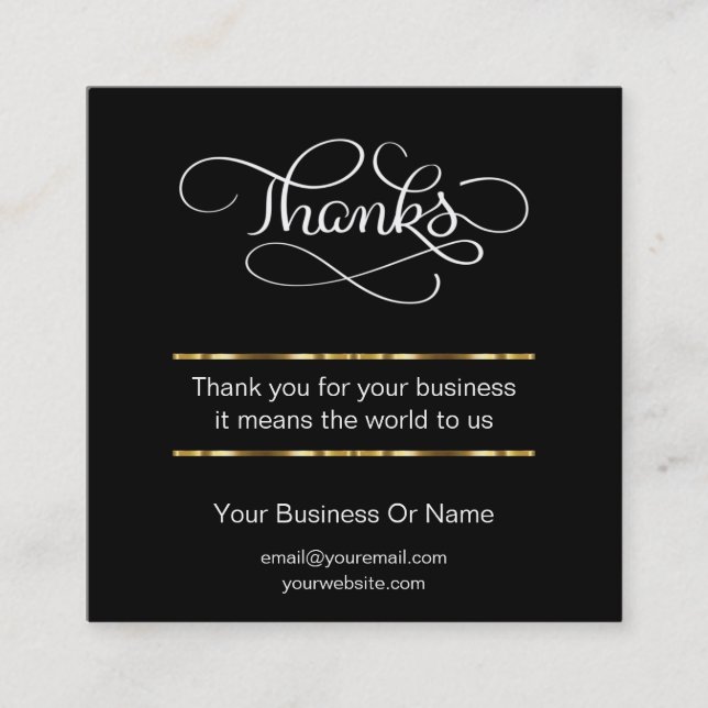 THANK YOU Classy Customer Thank You Business Cards (Front)