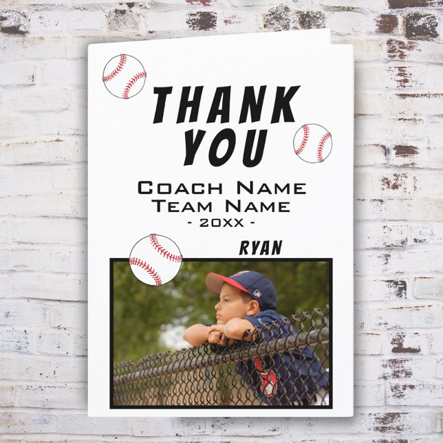 Thank you Coach Baseball Photo Card (Creator Uploaded)