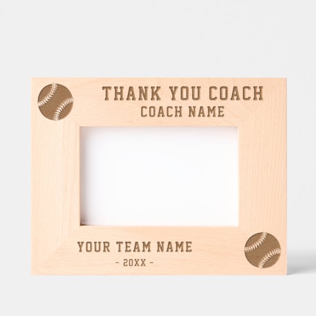 Thank you Coach Baseball Team Name Sports Etched Frames (Front)