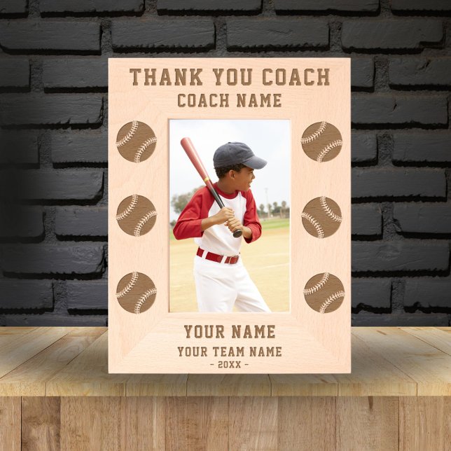 Thank you Coach Baseball Team Name Sports Etched Frames (Creator Uploaded)