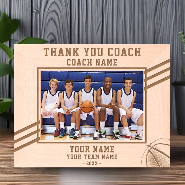 Thank you Coach Basketball Player Name Team Sports Etched Frames (Creator Uploaded)
