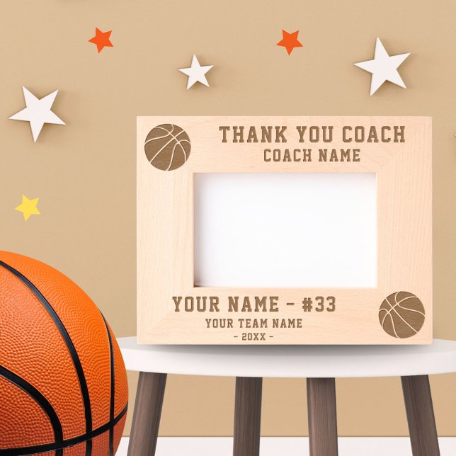 Thank you Coach Basketball Team Name Sports Etched Frames (Creator Uploaded)