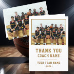 Thank you Coach Card Team Name Photo<br><div class="desc">Thank you Coach Card Team Name Photo. Personalise with your coach name,  team name and year. You can change any text on the card or erase it. A great card for a coach! Add a team photo and get the team to sign the non-designed areas of the card.</div>