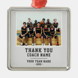 Thank you Coach Card Team Name Photo Metal Tree Decoration