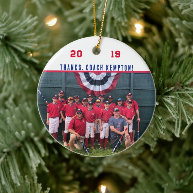 Thank You Coach – Cooperstown Gift Team Photo Ceramic Tree Decoration (Tree)