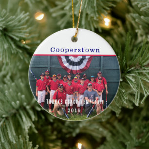 Thank You Coach Cooperstown Team Photo Keepsake Ceramic Tree Decoration