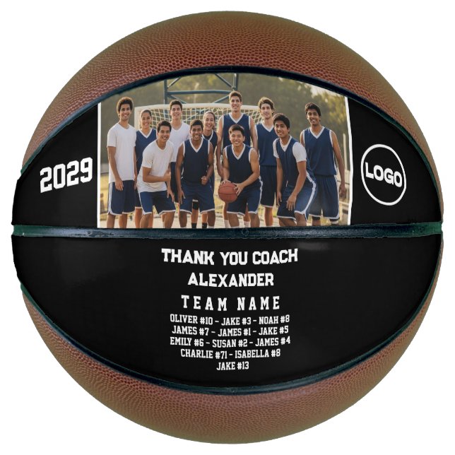 Thank You Coach – Custom Team Photo & Player Names Basketball (Front)
