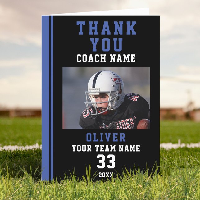 Thank you Coach Football Player Team Photo Card (Creator Uploaded)