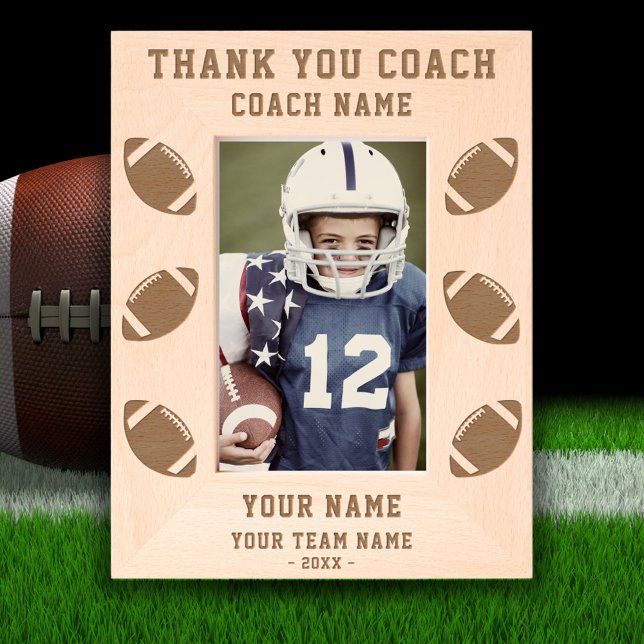 Thank you Coach Football Team Name Sports Etched Frames (Creator Uploaded)