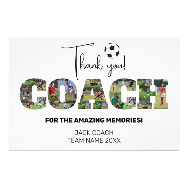 Thank you Coach Soccer Collage Photo Print (Front)