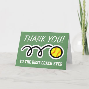 Thank you coach softball greeting cards