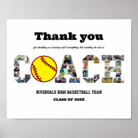 Thank You Coach Softball Team Photo Collage