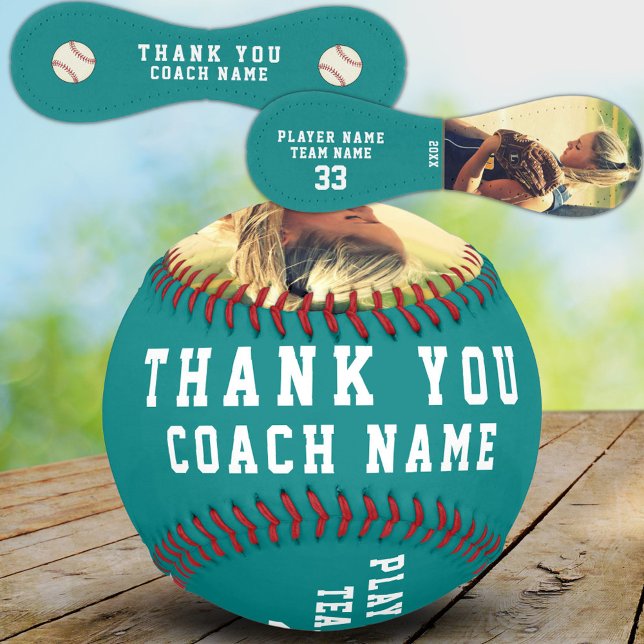 Thank you Coach Teal Team Name Number Photo Softball (Creator Uploaded)