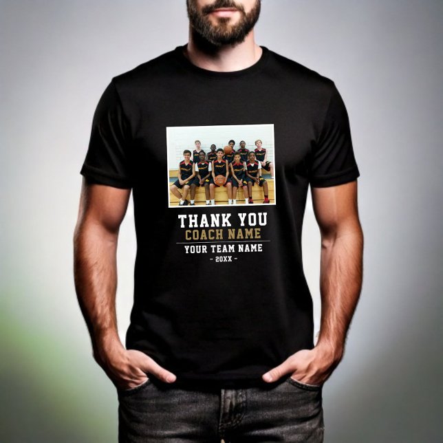 Thank you Coach Team Name and Photo Black T-Shirt (Creator Uploaded)