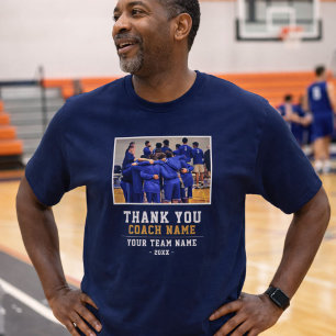 Thank you Coach Team Name and Photo Blue T-Shirt