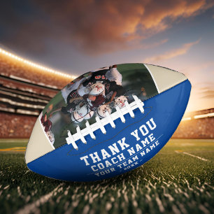 Thank you Coach Team Name Blue Photo Football