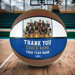 Thank you Coach Team Name Photo Basketball<br><div class="desc">Thank you Coach Team Name and Team Photo Basketball. Personalise with your coach name, team name and year. You can change any text on the basketball or erase it. A great gift for a coach! Add a team photo and get the team to sign the non-designed areas of the ball...</div>