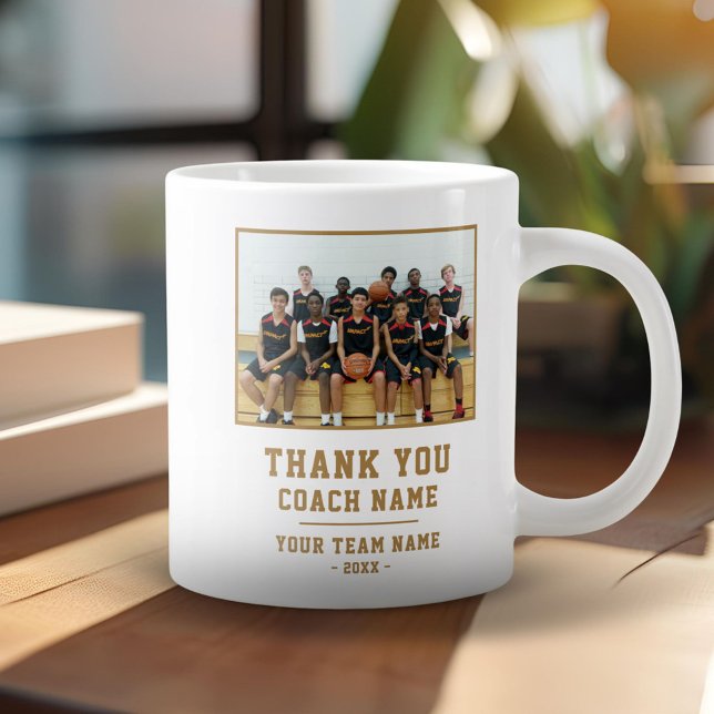Thank you Coach Team Name Photo Large Coffee Mug (Creator Uploaded)