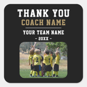 Thank you Coach Team Name Photo Square Sticker