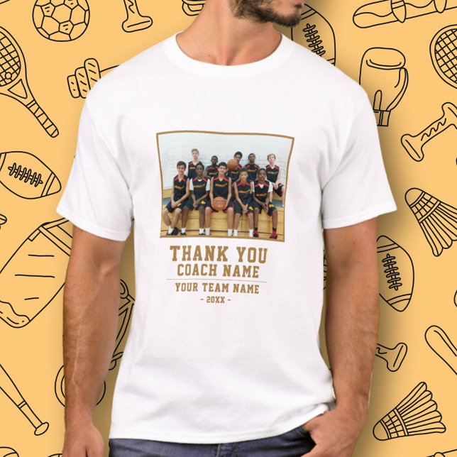 Thank you Coach Team Name Photo T-Shirt (Creator Uploaded)
