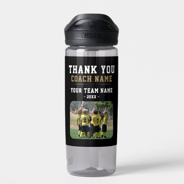 Thank you Coach Team Name Photo Water Bottle (Back)