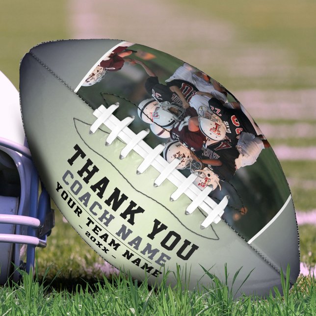 Thank you Coach Team Name Silver Photo Football (Creator Uploaded)