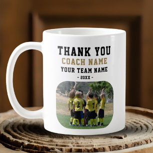 Thank you Coach with Team Name Photo Coffee Mug