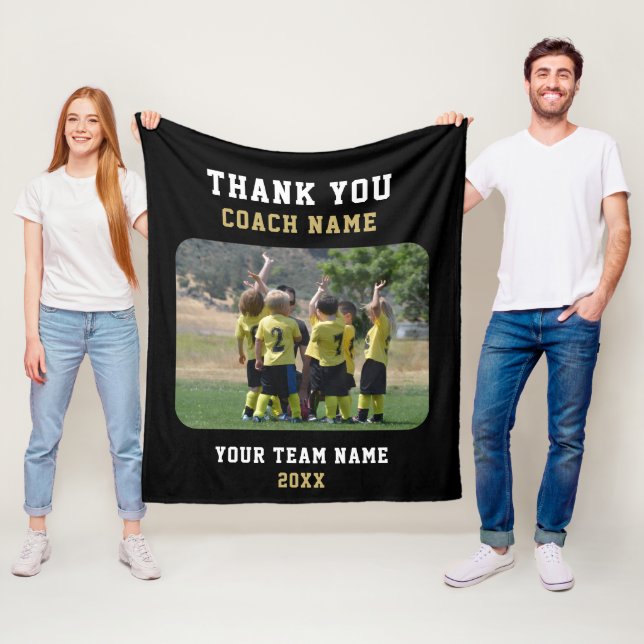 Thank you Coach with Team Name Photo Fleece Blanket (In Situ)