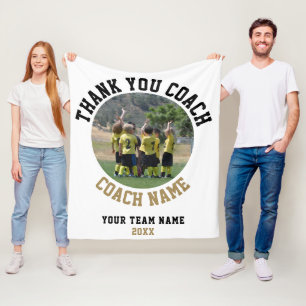 Thank you Coach with Team Name Photo Fleece Blanket