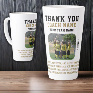 Thank you Coach with Team Name Photo Latte Mug