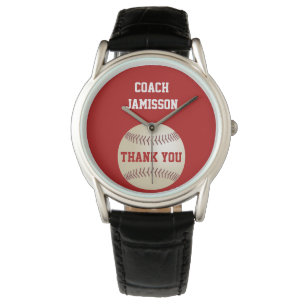 Thank You Coach Wrist Watch Personalised, Baseball
