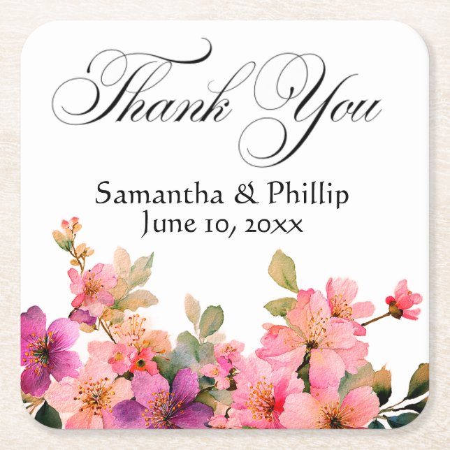 Thank you coaster wedding favors (Front)