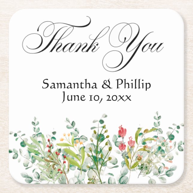 Thank you coaster wedding favors (Front)